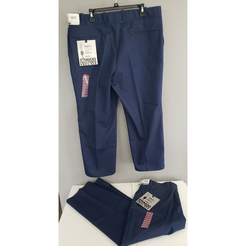 NEW OLD STOCK 2 PAIR SEARS ROEBUCKS work pants‎ full fit 40x29 Navy Blue Vintage